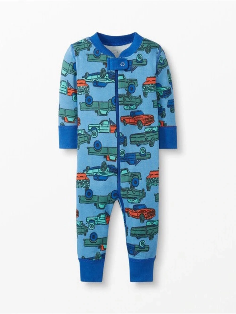 Hannah Anderson Baby Zip Sleeper Pajama in Organic Cotton Blue Truck Pattern